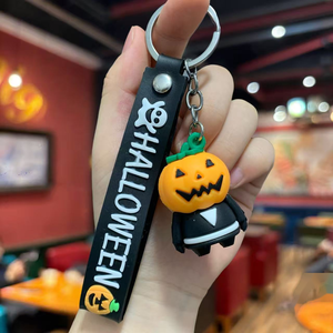Venta al por mayor de juguetes de peluche de Halloween: Muñeco de calabaza con correa, llaveros de peluche y juguetes blandos para máquina de garras, ideales para bolsas de fiesta infantiles - Product Image 1