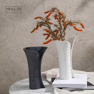 Merlin Living Cave Stein Keramik Dekoration Vase Blume Weiß Vase Dekoration Art stone für Chaozhou Factory Keramik Großhandel - Product Image 1