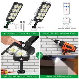 Solar <b>Wall</b> Lamp 12V LED Outdoor <b>Light</b> With <b>Remote</b> <b>Control</b> For Garden Patio Villa - Product Image 4
