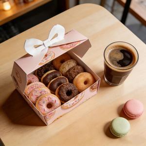 Groothandel grote witte kartonnen donutdoos met matte laminatie voor cadeauverpakkingen - Product Image 3