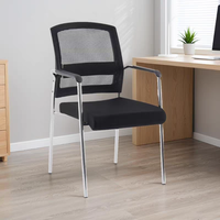 Chaise Visiteur Empilable en Maille à Cadre Métallique, pour Bureau, Salle de Conférence, Étude et Personnel, avec Accoudoirs