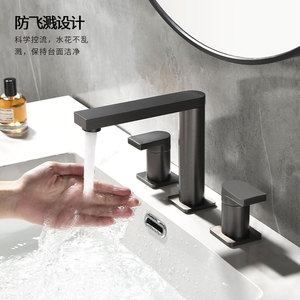 Copper <b>Basin</b> Faucet 3 Hole Widespread 2 Handle Deck Mounted Hot Cold Water Bathroom Sink <b>Tap</b> - Product Image 3