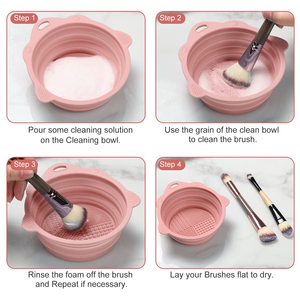 Foldable Silicone Makeup <b>Brush</b> Cleaner Bowl - Etercycle Portable Cleaning Tool for <b>Brushes</b>, Powder Puffs, and Sponges (Pink) - Product Image 6