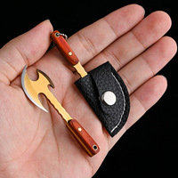 Couteau-âxe portable porte-clés, mini hache de poche créative, lame fixe en acier inoxydable, bord lisse, durable, EDC, manche en bois, cuisine