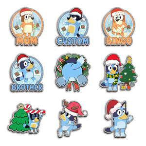 Dijes Planos de Resina con Purpurina Personalizados con Diseño de <span class=keywords><strong>Perro</strong></span> Azul de Dibujos Animados, Insignia de Resina, Cabujón Plano, Adorno de Acrílico con Purpurina y Cinta - Product Image 2