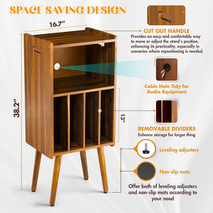 Wooden <strong>Record</strong> Player Stand Turntable Stand <strong>Cabinet</strong> Holds Metal <strong>Record</strong> Storage Holder and Organizer Table <strong>Record</strong> Player Holder - Product Image 3