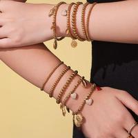 Nouveau Bracelet en Acier Inoxydable Gaufré Style Nautique Multi-Accessoires Bijou Perlé Cœur Entièrement Sertie