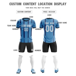 Set da Calcio Unisex per Adulti in Poliestere 100% Traspirante di Alta Qualità, Personalizzabile, con Scollo a V e Maniche Corte, Colori Royal e Nero - Product Image 4