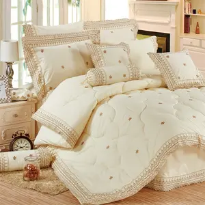 Wholesale Comforter Set Luxury Bedding Polycotton Embroidery Quilts Comforters Lace Quilt Comforter Set