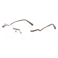 Gafas de Computadora con Bisagras de Resorte 1020, Montura Metálica sin Aro, Estilo Ojo de Gato, Unisex, Moda Vintage, Logotipo Personalizado, Gafas Ópticas