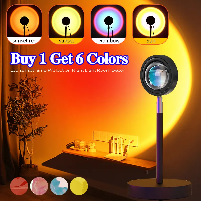 RGB שקיעה אור USB לקנות 1 עבור 6 שקיעה מקרן מנורת אווירה Led לילה אור לחדר שינה חנות קיר צילום רקע