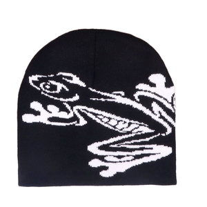 Gorro de Punto Jacquard con Logotipo Personalizado Estilo Y2K, Estampado de Rana en Serigrafía, Sin Pliegues, 100% Acrílico, Unisex, Ajustable, para Playa - Product Image 1