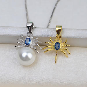 Colgante de Araña de Plata S925, Accesorios Barrocos, Collar de Perlas DIY de 9-12 mm para Mujer, Regalo para Bebés, para Personas con Sentido de la Moda - Product Image 1
