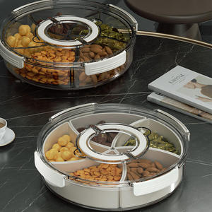 Boîte alimentaire ronde portable avec couvercle transparent et 5 compartiments, en plastique de qualité alimentaire, pour la cuisine - Vente en gros - Product Image 6