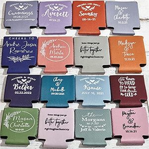 Refroidisseurs de canettes personnalisés pour mariage, porte-canettes monogrammés, cadeaux de réception de mariage, manchons isothermes en néoprène pour canettes de bière - Product Image 2
