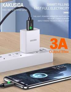 Cable de Carga Inteligente Tipo-C KAKUSIGA KSC-967 de 1 Metro y 3A con Chips de Filtrado de Corriente, Luz LED de Carga Segura - Product Image 3