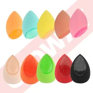Custom New Beauty Tools 2 In 1 Dual-Use Silicone Teardrop Latex Free Foundation Cosmetic Puff Makeup Sponge With Silicone Pad