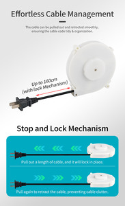 High Speed ABS Material <b>USB</b> C Retractable <b>Cable</b> Reel for Garage and Workshop Use - Product Image 2