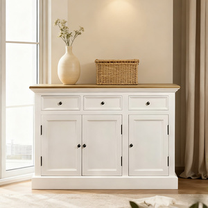 Coffre moderne blanc à <span class=keywords><strong>3</strong></span> <span class=keywords><strong>tiroirs</strong></span> avec dessus en bois Armoire de rangement <span class=keywords><strong>scandinave</strong></span> pour entrée de chambre à coucher - Product Image 1