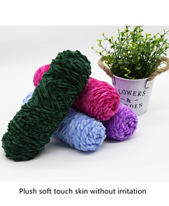 Dimuni Venta al por Mayor Hilo de <span class=keywords><strong>Terciopelo</strong></span> Elegante para Crochet 100g Teñido 100% Poliéster Hilo de Chenilla Esponjoso para Tejer Ecológico - Product Image 2