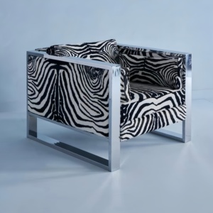 Venta Directa <span class=keywords><strong>de</strong></span> Fábrica: Sillón <span class=keywords><strong>de</strong></span> Diseño con Estampado <span class=keywords><strong>de</strong></span> Cebra, Patas <span class=keywords><strong>de</strong></span> Acero Inoxidable, Tapizado en Tela, para <span class=keywords><strong>Sala</strong></span> <span class=keywords><strong>de</strong></span> Estar - Product Image 2