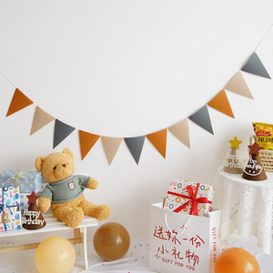 Bandiera festa in feltro Baby docce bandiera triangolo oggetti di scena colorati bandiera stamina ghirlanda decorazione campeggio all'aperto - Product Image 6