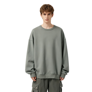 TKAN261 Venta al por mayor Color sólido Sudadera de manga larga Cuello redondo Diseño de estilo de pareja Bordado Jersey de gran tamaño para hombre - Product Image 2