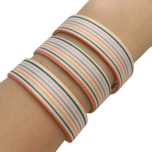 Özel şerit desen elastik bileklik dokuma etiket bilezikler spor erkek kadın promosyon Polyester bilekliği - Product Image 2