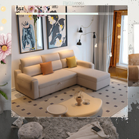 Sofá Cama en Forma de L Moderno, Tela de Alta Calidad, Tres Plazas, Forma Cuadrada con Almacenamiento, Popular para Sala de Estar