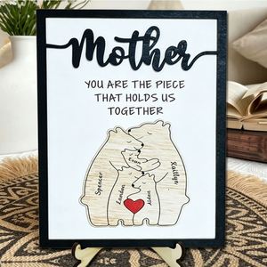 Décoration personnalisée en bois pour la maison avec le nom des enfants, cadeau pour la fête des mères - Product Image 3