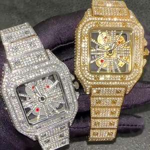 Reloj de Pulsera de Cuarzo UWIN Hip Hop Esqueleto Calado Cuadrado Resistente al Agua para Uso Diario para Hombre y Mujer - Product Image 1