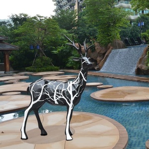 Stile nordico doppio cervo ornamenti cartone animato animale BMB sfaccettatura geometria in fibra rinforzata resina di vetro artigianato per lo Shopping natalizio - Product Image 2
