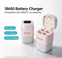 Chargeur de batterie rechargeable au lithium-ion 18650, canal indépendant, éclairage LED intégré, support de charge avec sortie 15W, 5V/3A