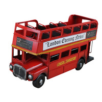 Modèle de bus à deux étages en métal, artisanat design Art Déco, nouveau modèle populaire, convertible, décoration d'intérieur londonienne, objet de présentation