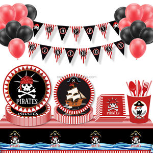 Fournitures de fête de pirate Huancai assiettes en papier à dessert tasses serviettes de table jetables ensemble de vaisselle pour enfants décorations de fête d'anniversaire - Product Image 6