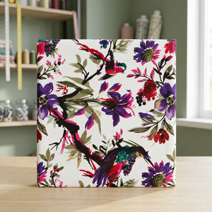 Tissu en velours de coton imprimé à la main, motif oiseaux et fleurs sur fond blanc, vendu au mètre, tissu de haute qualité - Product Image 2