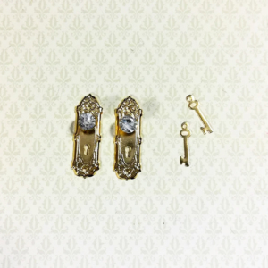 Vàng Kim Loại Nhà Búp Bê Knocker Thu Nhỏ 1:12 Dollhouse Thu Nhỏ Đồ Nội Thất Phần Cứng Với Pha Lê - Product Image 2