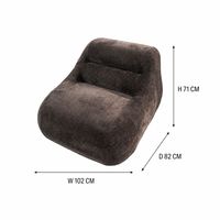 Fauteuil lounge individuel moderne en velours texturé marron foncé, sans accoudoirs, avec housse amovible et coussin lombaire, idéal pour salon ou maison d'hôtes