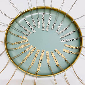 Kalung rantai liontin zodiak 18K berlapis emas, rantai kalung tautan untuk acara ulang tahun pernikahan untuk wanita - Product Image 1