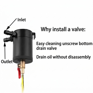 Reservoir Oil Catch Can - Baffle Internal, Kotak Breather 2-Port untuk Turbo Bensin/Diesel, Tangki Pemisah Oli Universal dengan Konektor - Product Image 3