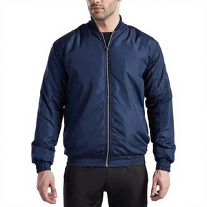 Blouson Bomber Bleu Marine pour Homme, Fermeture Éclair, Col Montant, Coupe-Vent Décontracté, Vêtement d'Extérieur Automne, Coupe Classique, Matière Polyester - Product Image 4
