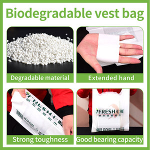 Impresión de logotipo personalizado 100% camiseta biodegradable compostable bolsa de plástico con asa bolsa de compras para exposición de promoción de supermercado - Product Image 3