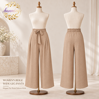 Pantalon pour femme - Ceinture à nœud papillon - Coupe ample avec cordon de serrage - Style estival - Pantalon large