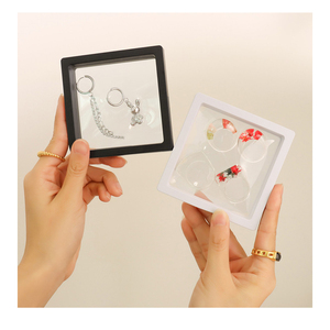 Custom Logo Jewelry Box Small Jewelry Packaging Floating Frame 3D Suspension Jewelry Display Box Square Packaging Bracelet