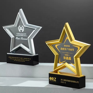 Customized Chinese Style Crystal and Solid Wood Art Trophy Hand-Printed Medal Cup Award Glass Model Personalized Plaque Gifts