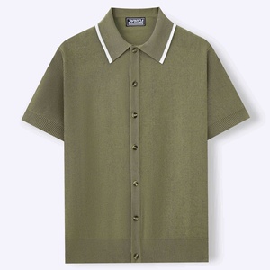 Chemises polo en tricot pour hommes, cardigan d'été pour hommes, vêtements en tricot à manches courtes pour hommes, chemises boutonnées - Product Image 2