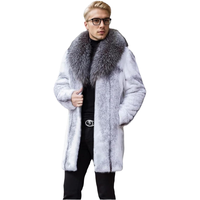 Manteau d'hiver épais et doux en fourrure de vison tissée à col châle pour homme