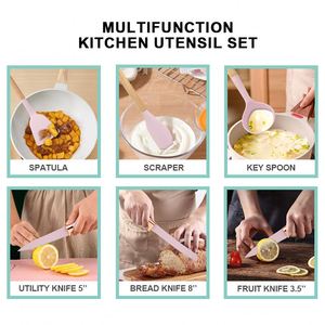 Kaimi Hotsale 19-Piece Kitchen Gadget <b>Tool</b> Silicone Kitchen Utensil Set with Kitchen Knives Cuttings Board Storage Bucket - Product Image 4