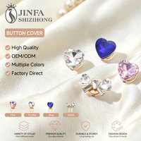 JFRB153-154 Kancing Jepret Model Hati Berhiaskan Kristal Rhinestone dari Paduan Seng, Pengganti Kancing untuk Kemeja/Jas Wanita