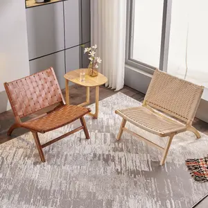 كرسي استراحة عصري من الجلد بتصميم عصري يعود إلى منتصف القرن بتصميم bjflamingo